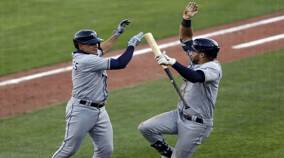 Willy Adames hit by foul ball in the dugout