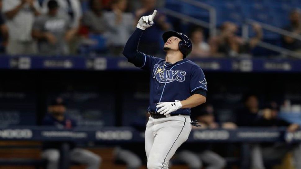 Tampa Bay shortstop Willy Adames hit one of three home runs during the Rays' six-run fourth inning on Monday night.