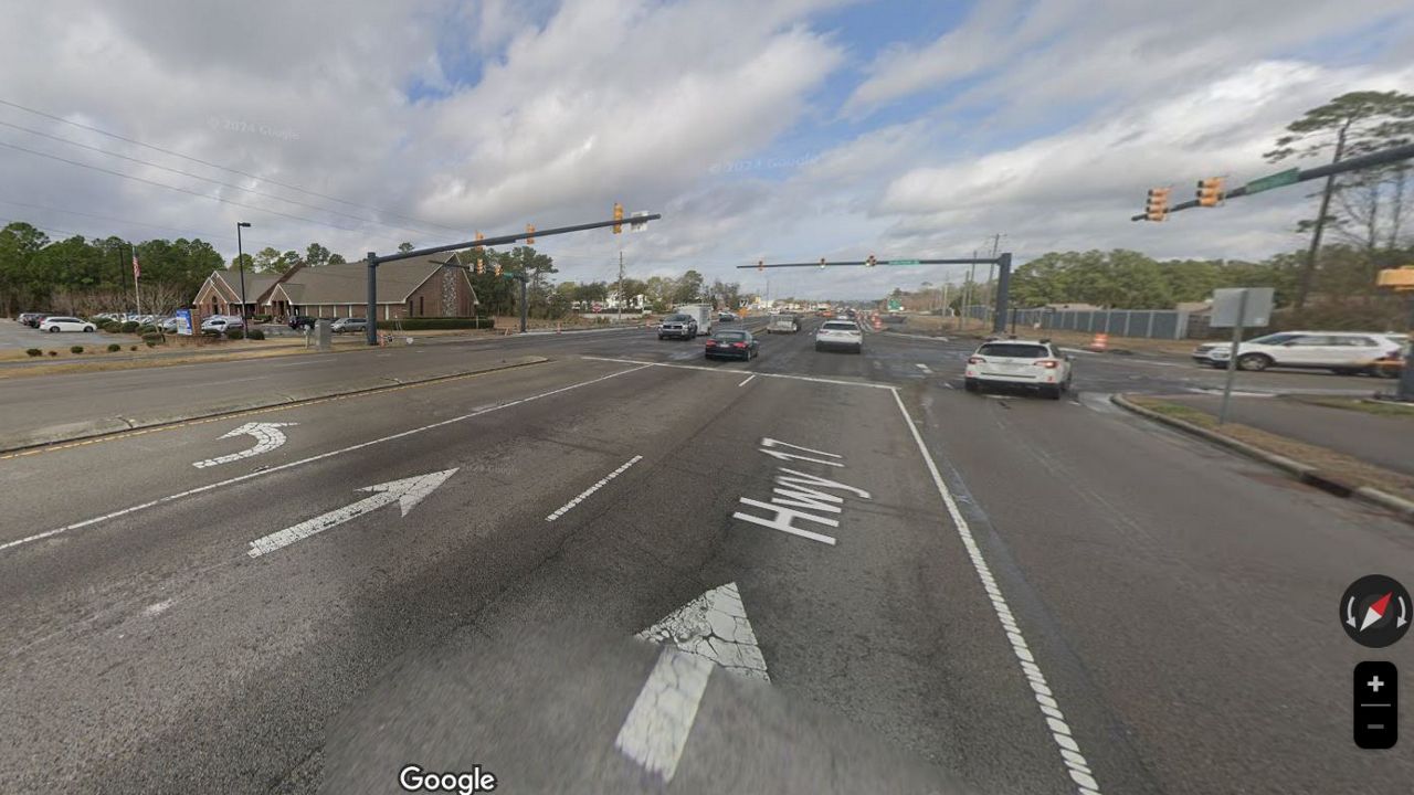 A motorist drove into a construction area and fatally struck a worker Thursday near Military Cutoff Road and Covil Farm Road in Wilmington, police said. (Google Maps)