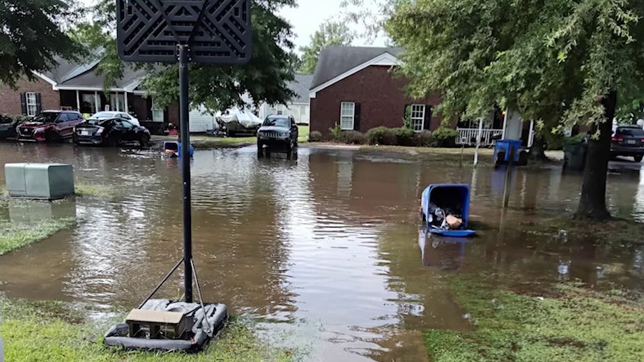 Flash flooding overnight Sunday closed streets and pushed water into homes in Wilson. (Courtesy Reema Williams)