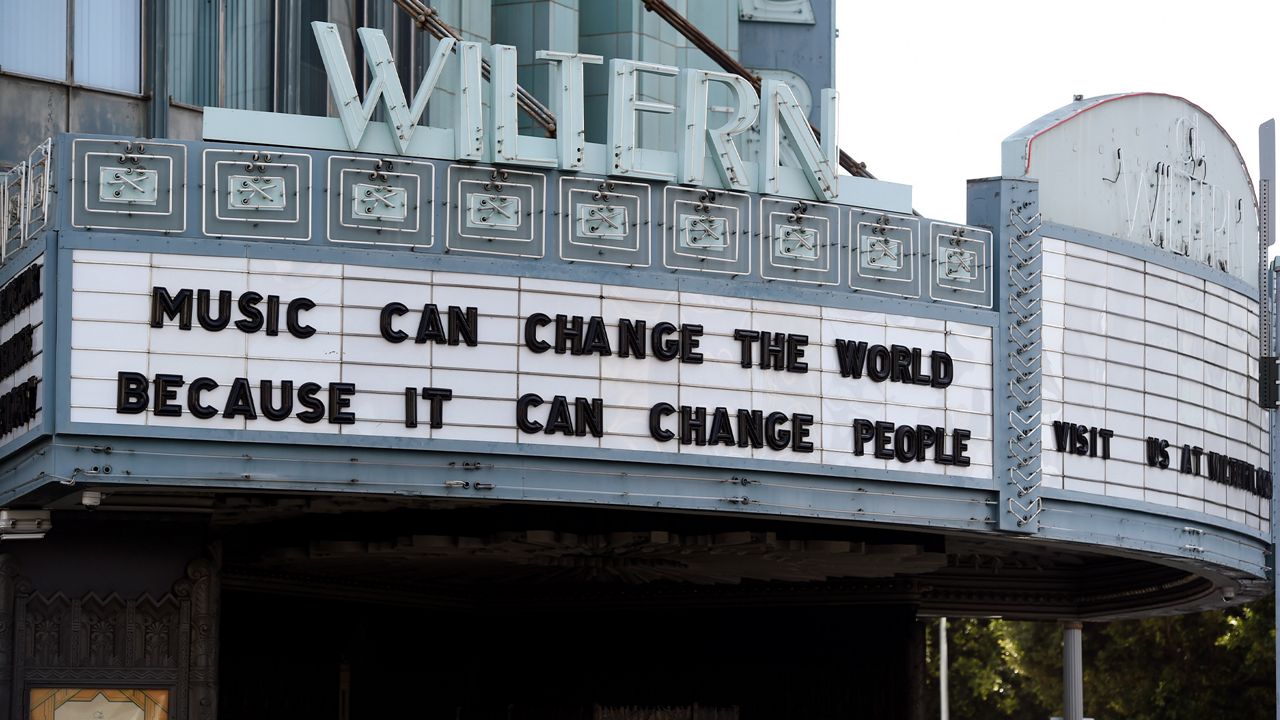 The Wiltern Theatre is pictured, Thursday, April 16, 2020, in Los Angeles. (AP Photo/Chris Pizzello)