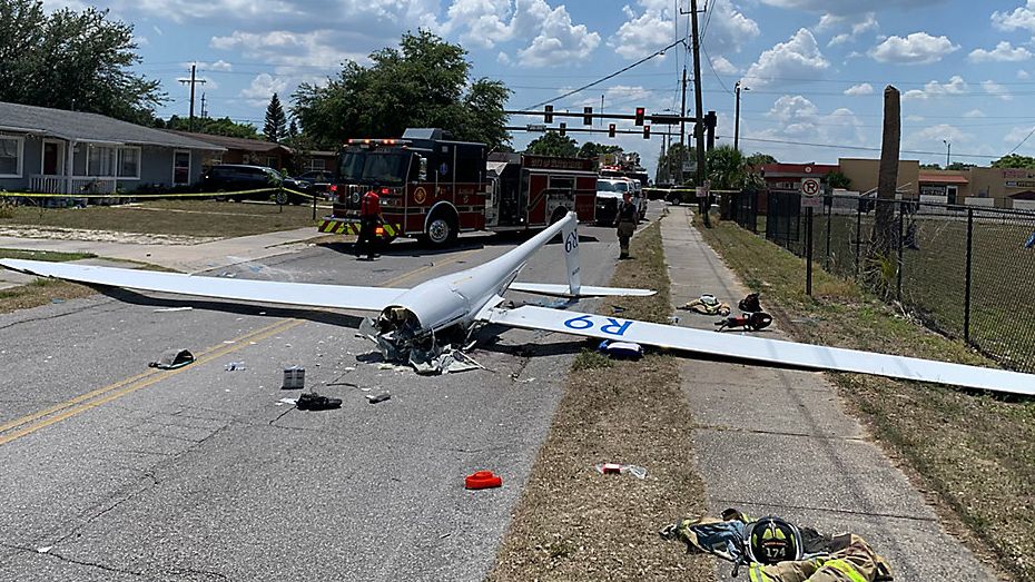 A glider crashed into the road by Winter Haven High School on Saturday afternoon (Winter Haven Police Department). 