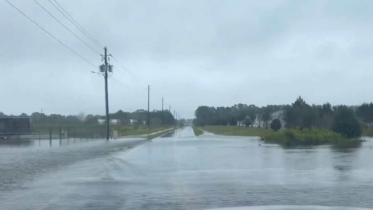 Rain from Tropical Storm Ophelia left roads in Winterville, N.C, flooded after it made landfall