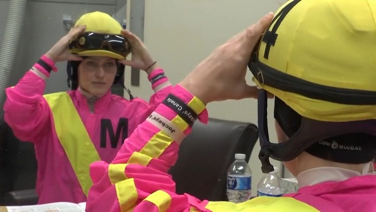 Jockey Jacqueline Davis getting ready for big race.