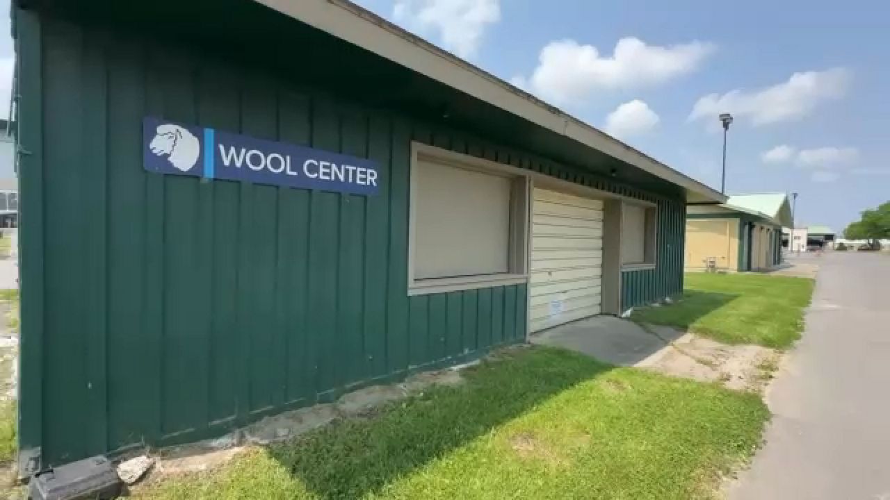 Outside the Wool Center 