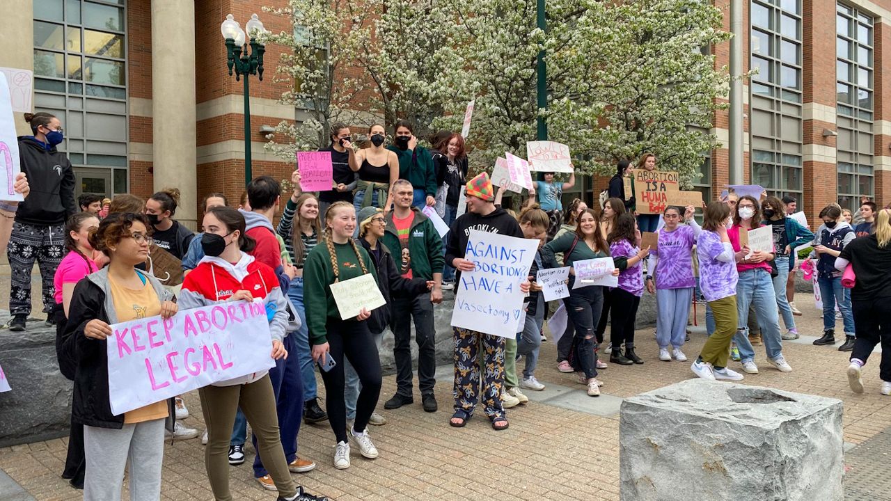 Rally in Worcester in protest of overturning Roe v Wade