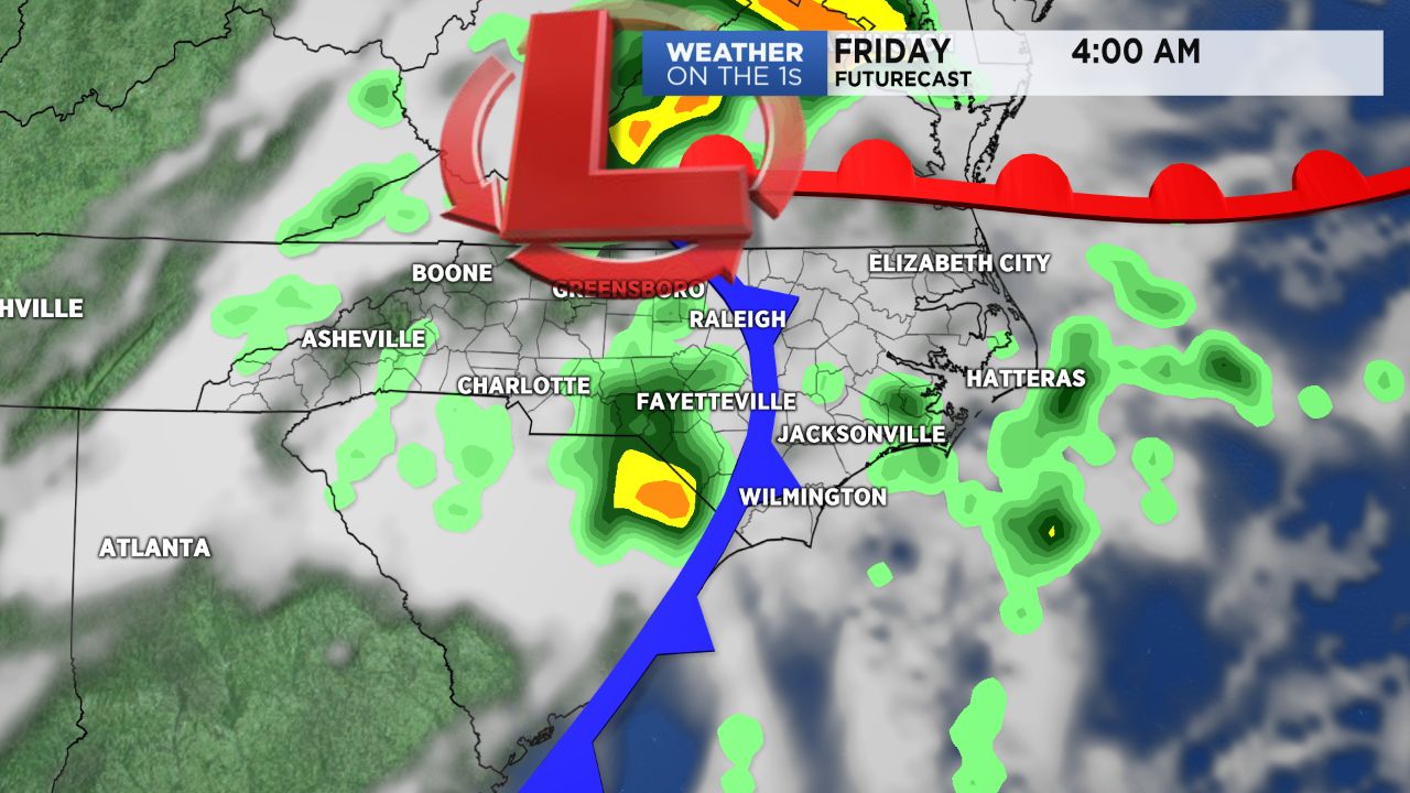 Weather map for early Friday morning