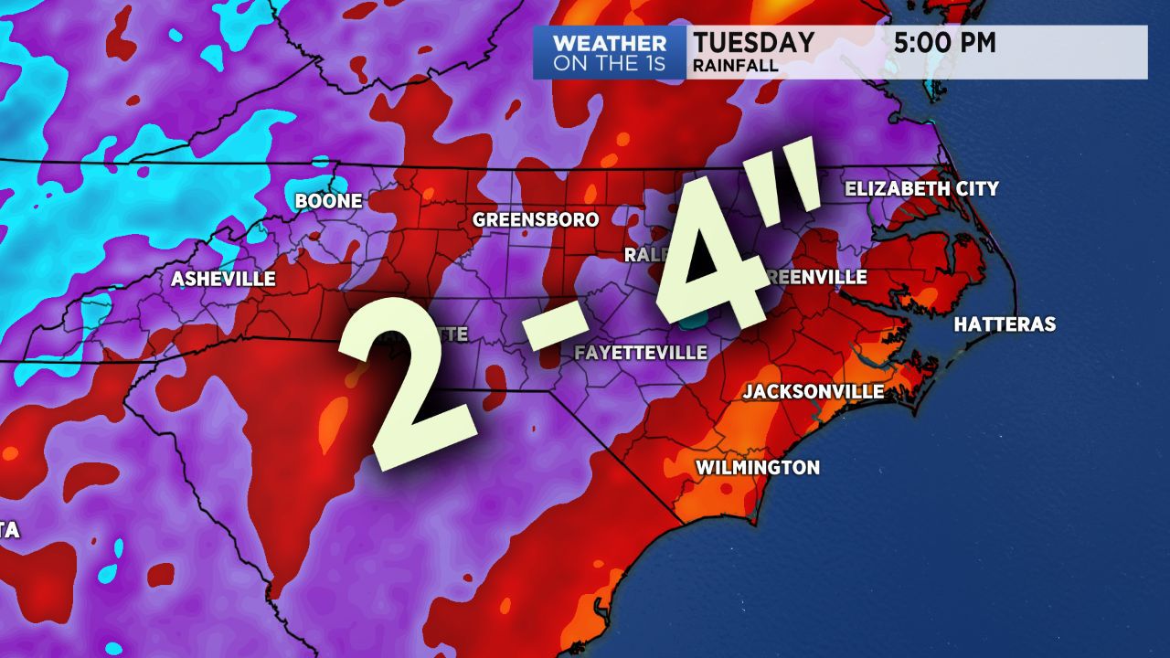 At least 2-4" of rain forecast for NC through early next week.