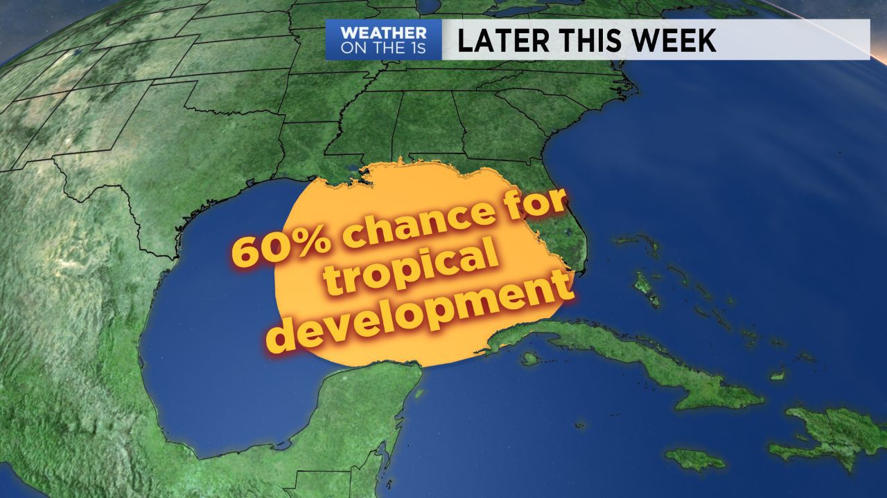 60% chance for tropical development in the Gulf of Mexico through the end of this week.
