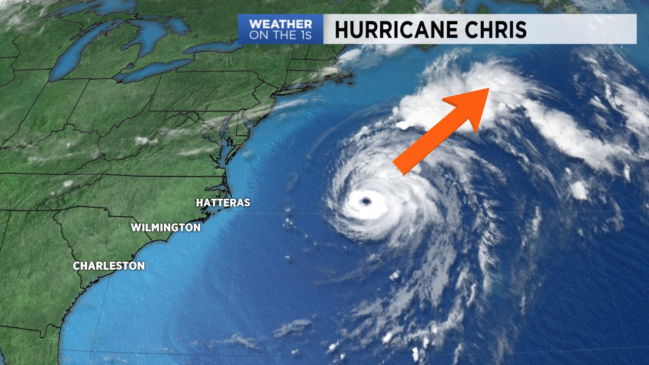 Hurricane Chris is now moving away from the Carolina coast.