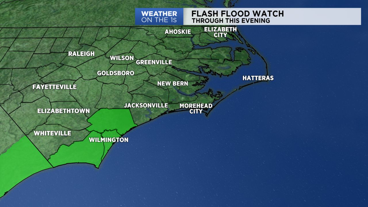 Flash Flood Watch through Friday night for New Hanover, Pender, and Brunswick Counties.