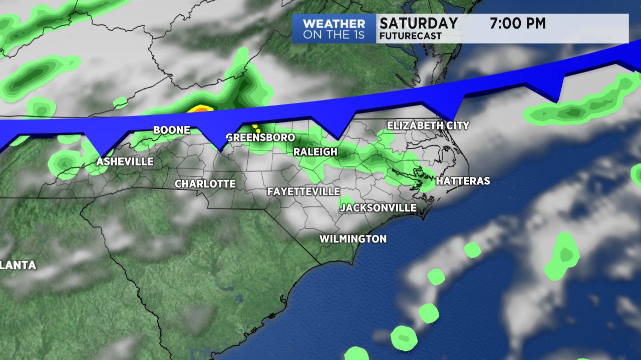 Cold front approaches NC late Saturday.