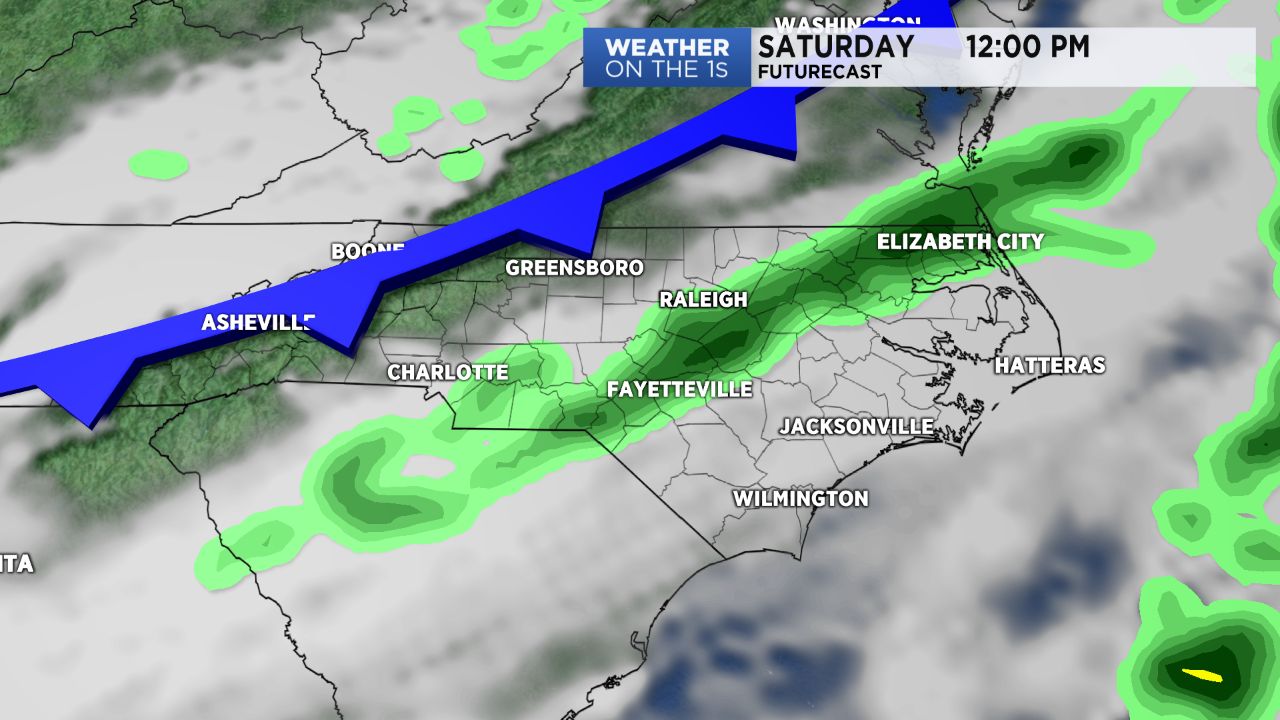 Cold front moving through NC Saturday.