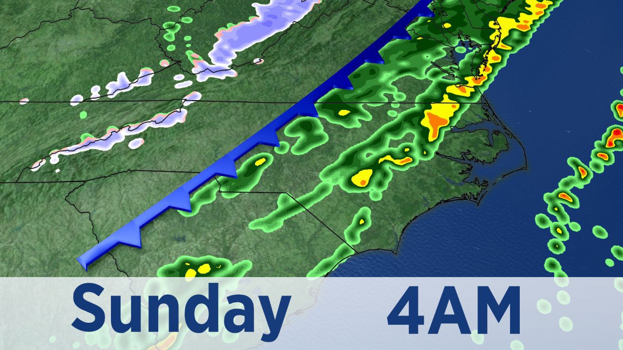 A cold front will move through NC early Sunday morning.