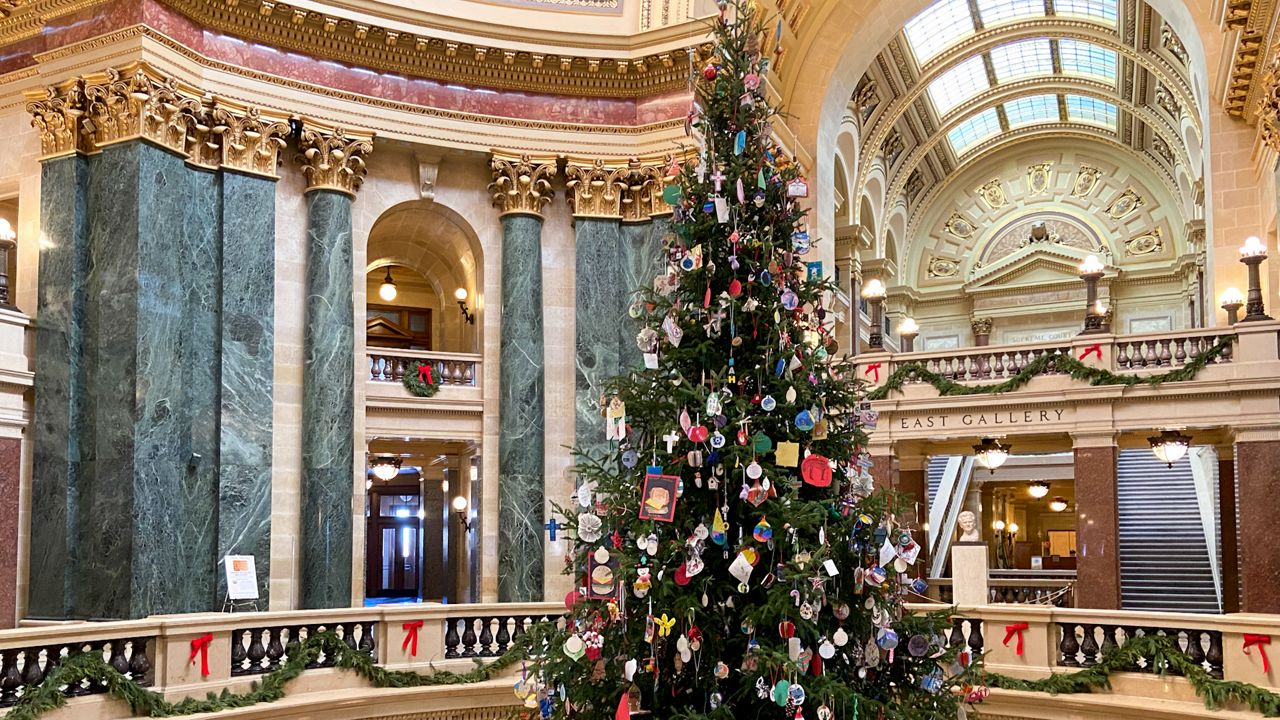 2021 Capitol Holiday Tree in the Rotunda of the Wisconsin Capitol.
