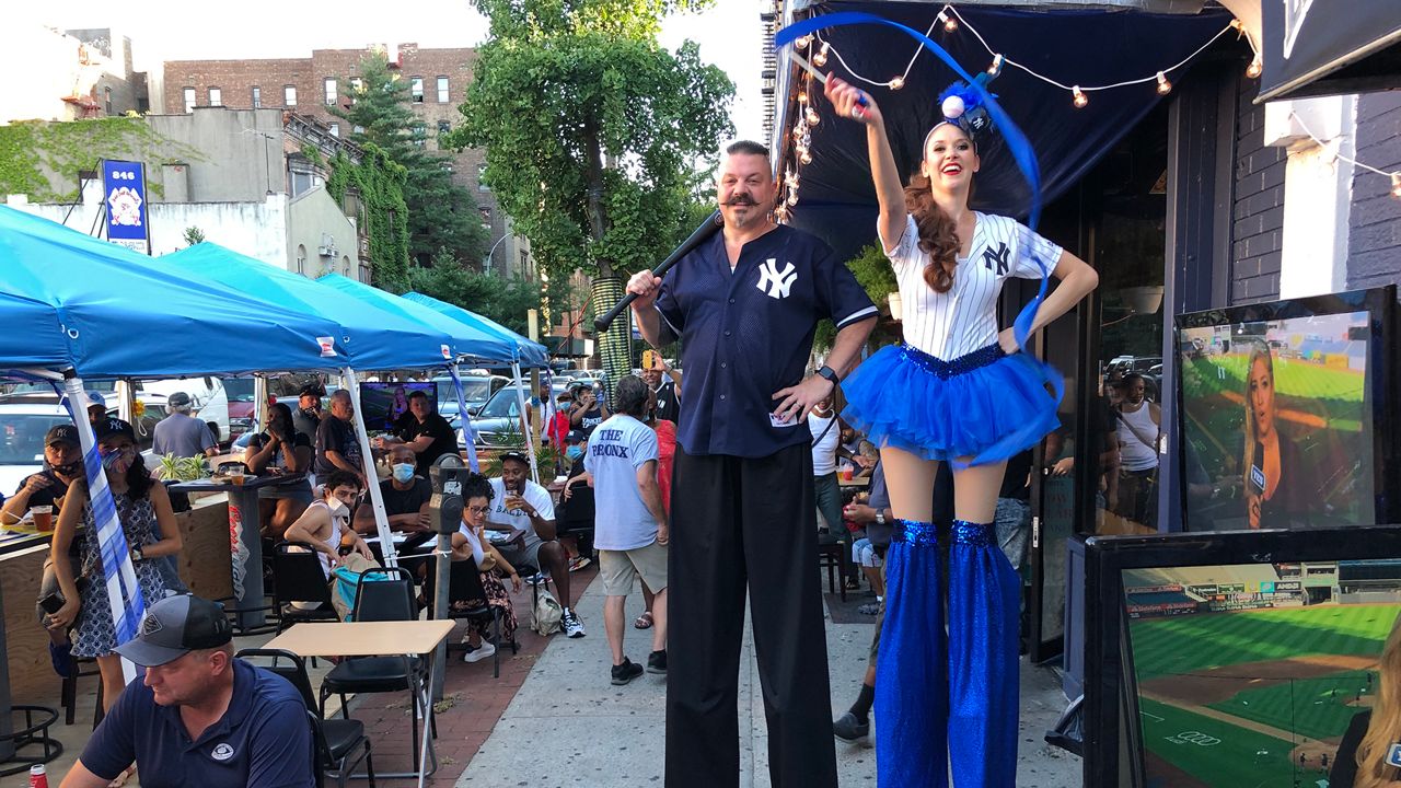 Some Yankee Fans Watch Home Opener Outdoors at Nearby Bars