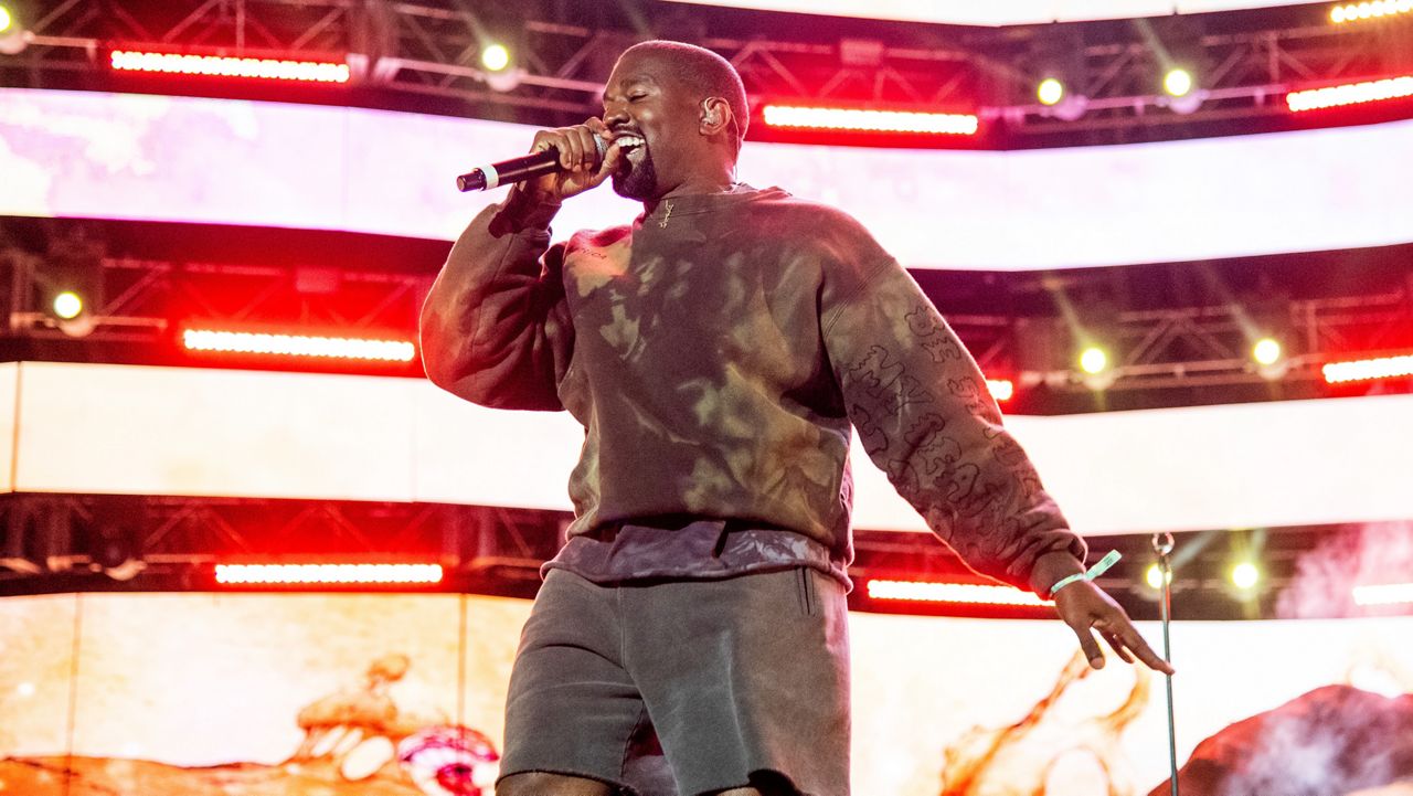 Kanye West performs with Kid Cudi at the Coachella Music & Arts Festival at the Empire Polo Club on April 20, 2019, in Indio, Calif. (Photo by Amy Harris/Invision/AP)