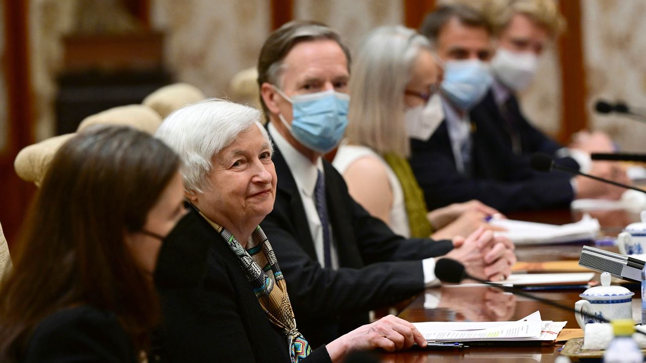 U.S. Treasury Secretary Janet Yellen speaks during her meeting with China's Vice Premier, He Lifeng, in Beijing on Saturday, July 8, 2023.