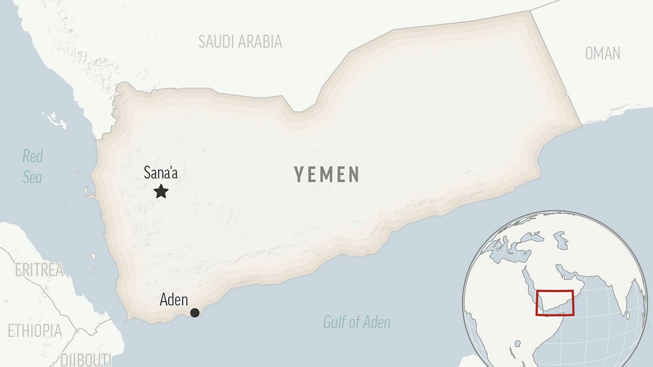 A locator map for Yemen with its capital, Sanaa (AP Photo)