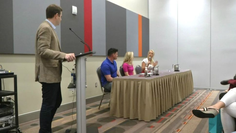Members of the Texas Young Republicans speak at a forum at the GOP convention in San Antonio, Texas, in this image from June 15, 2018. (Spectrum News)