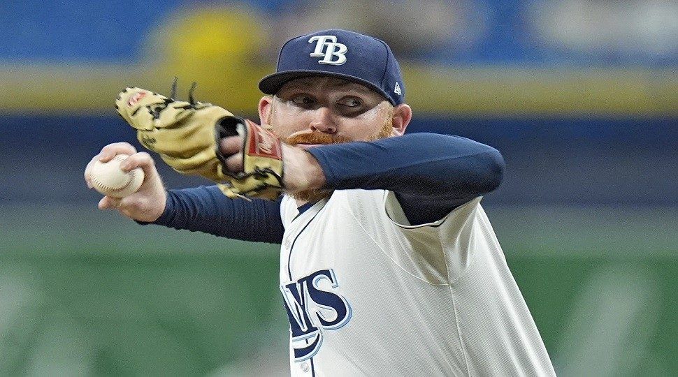 Tampa Bay Rays starting pitcher Zack Littell delivers to the Boston Red Sox during the first inning of a baseball game Thursday, Sept. 19, 2024, in St. Petersburg, Fla. (AP Photo/Chris O'Meara)