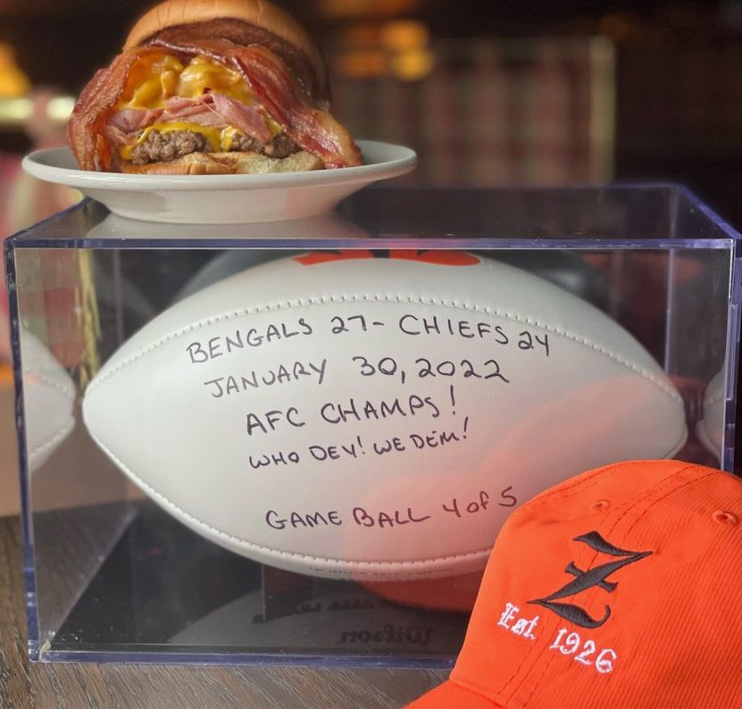 The game ball tradition began during last year's postseason run by the Bengals. Zip's Cafe received one after last season's AFC Championship game. (Photo courtesy of Zip's Cafe)