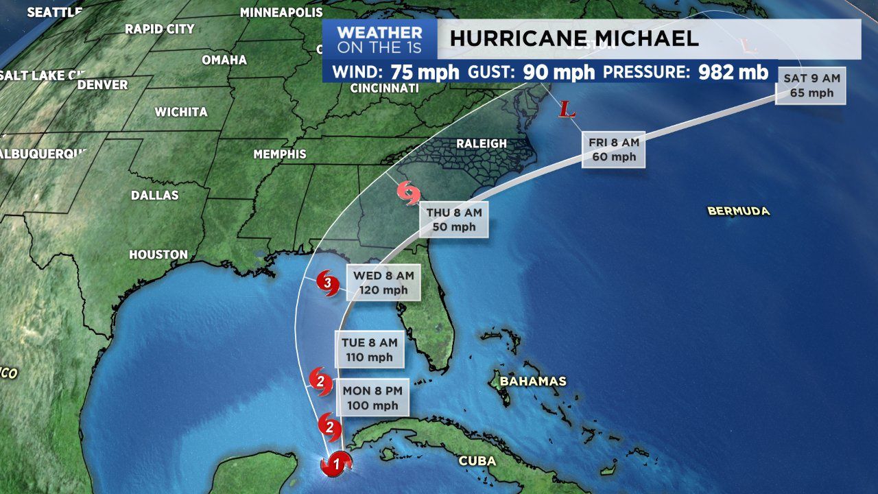 Hurricane Michael will likely reach the Carolinas as a tropical storm later this week.