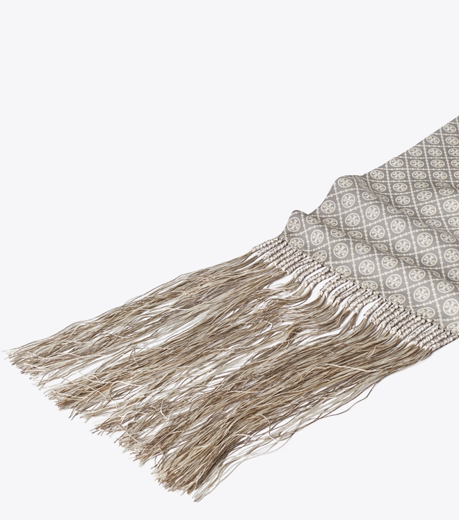 T Monogram Fringed Oblong Scarf