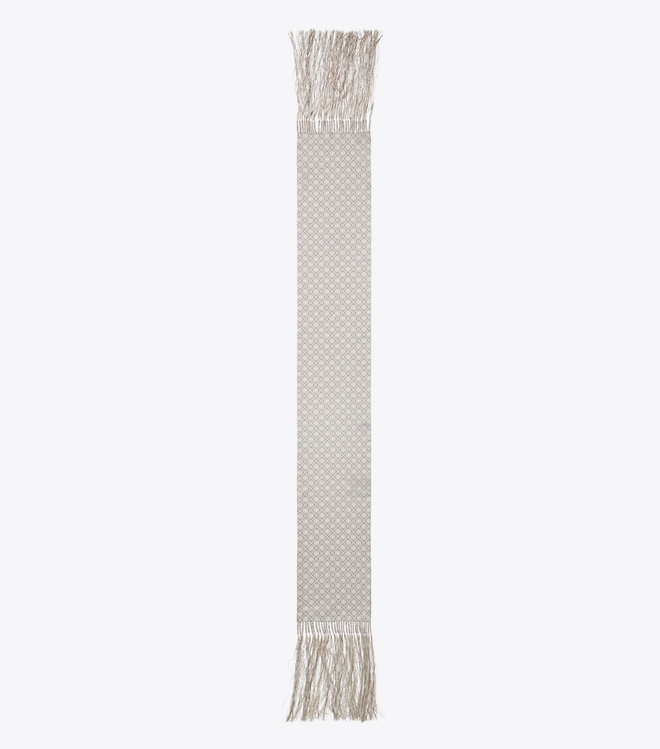 T Monogram Fringed Oblong Scarf