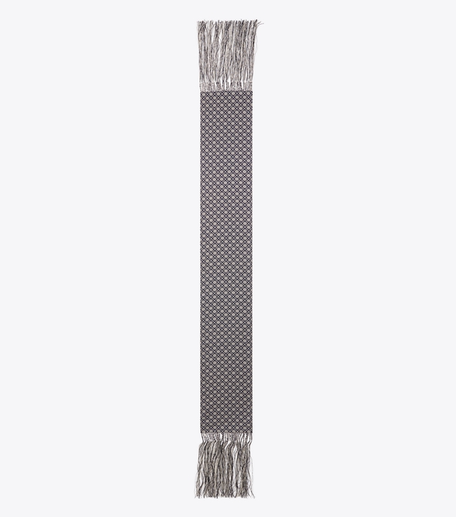 T Monogram Fringed Oblong Scarf