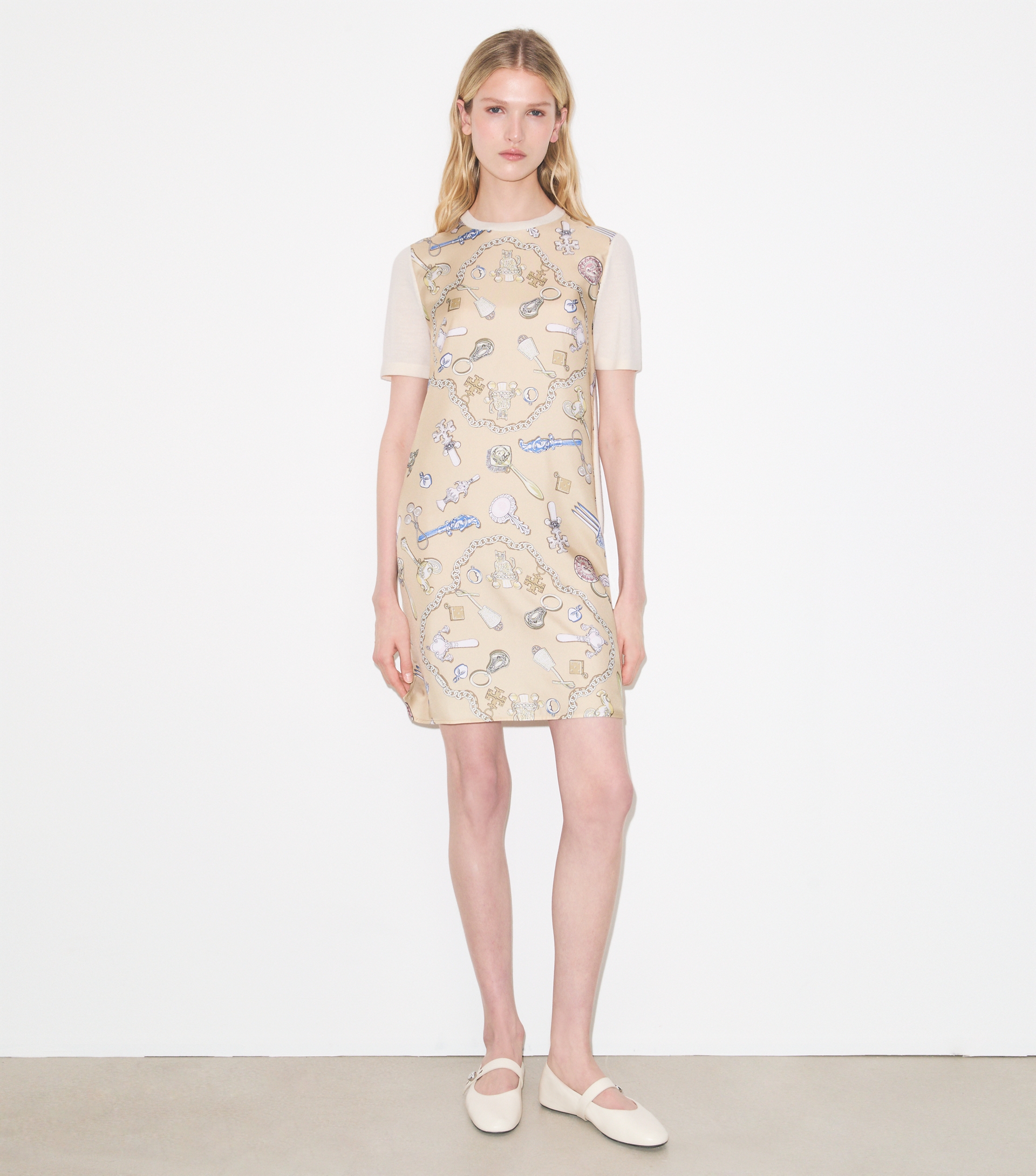 Silk-Front Sweater Dress image number 1