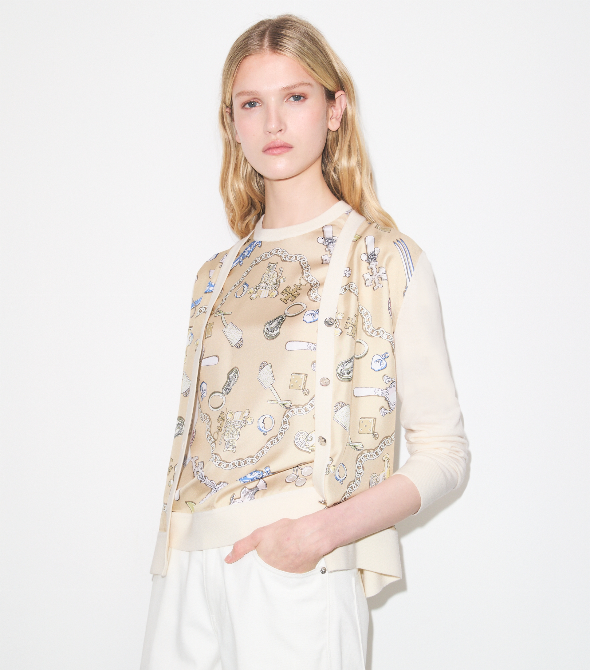 Silk Front Cardigan image number 3