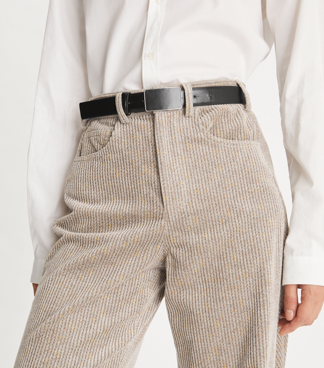Smooth Leather Plate Belt