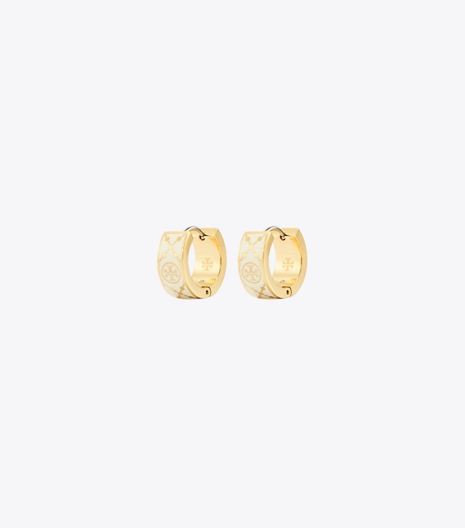 Small Icon T Monogram Hoop Earrings