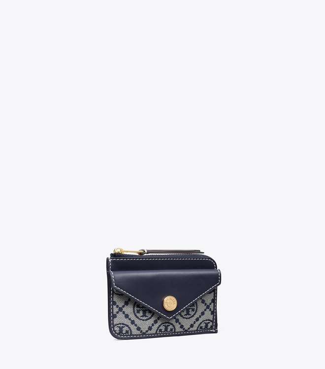 T Monogram Zip Card Case
