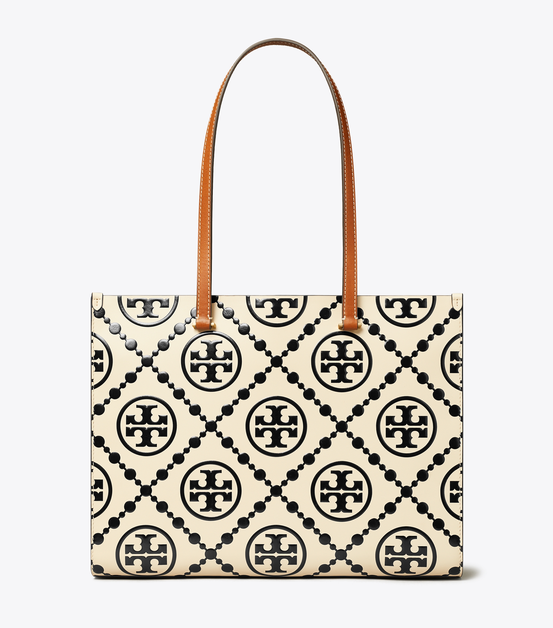 T Monogram Contrast Embossed Tote image number 5