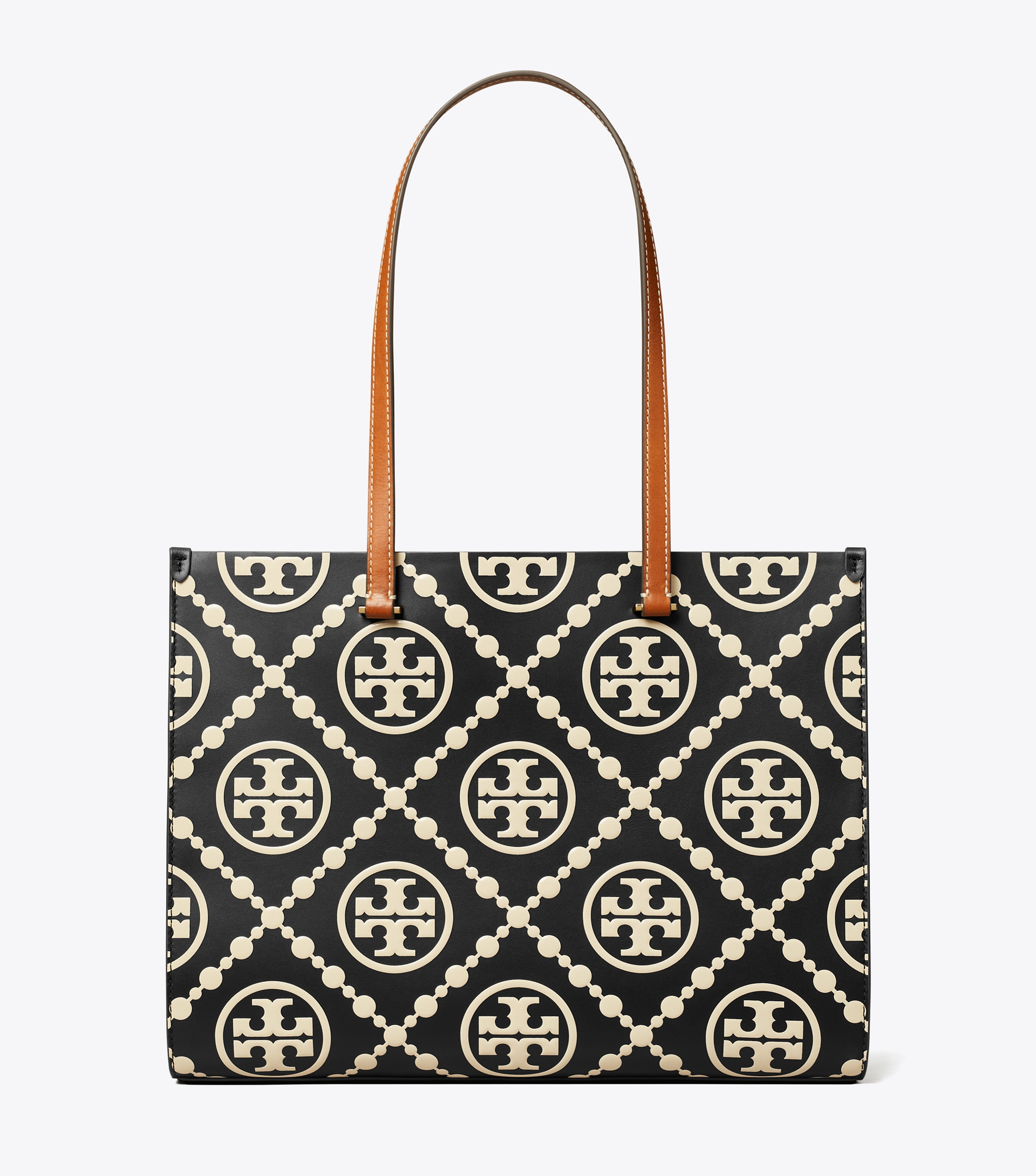 T Monogram Contrast Embossed Tote image number 0