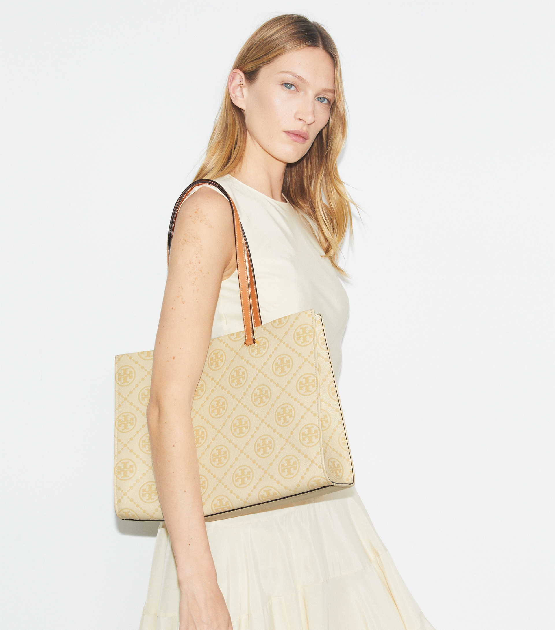 T Monogram Pebbled Tote image number 1