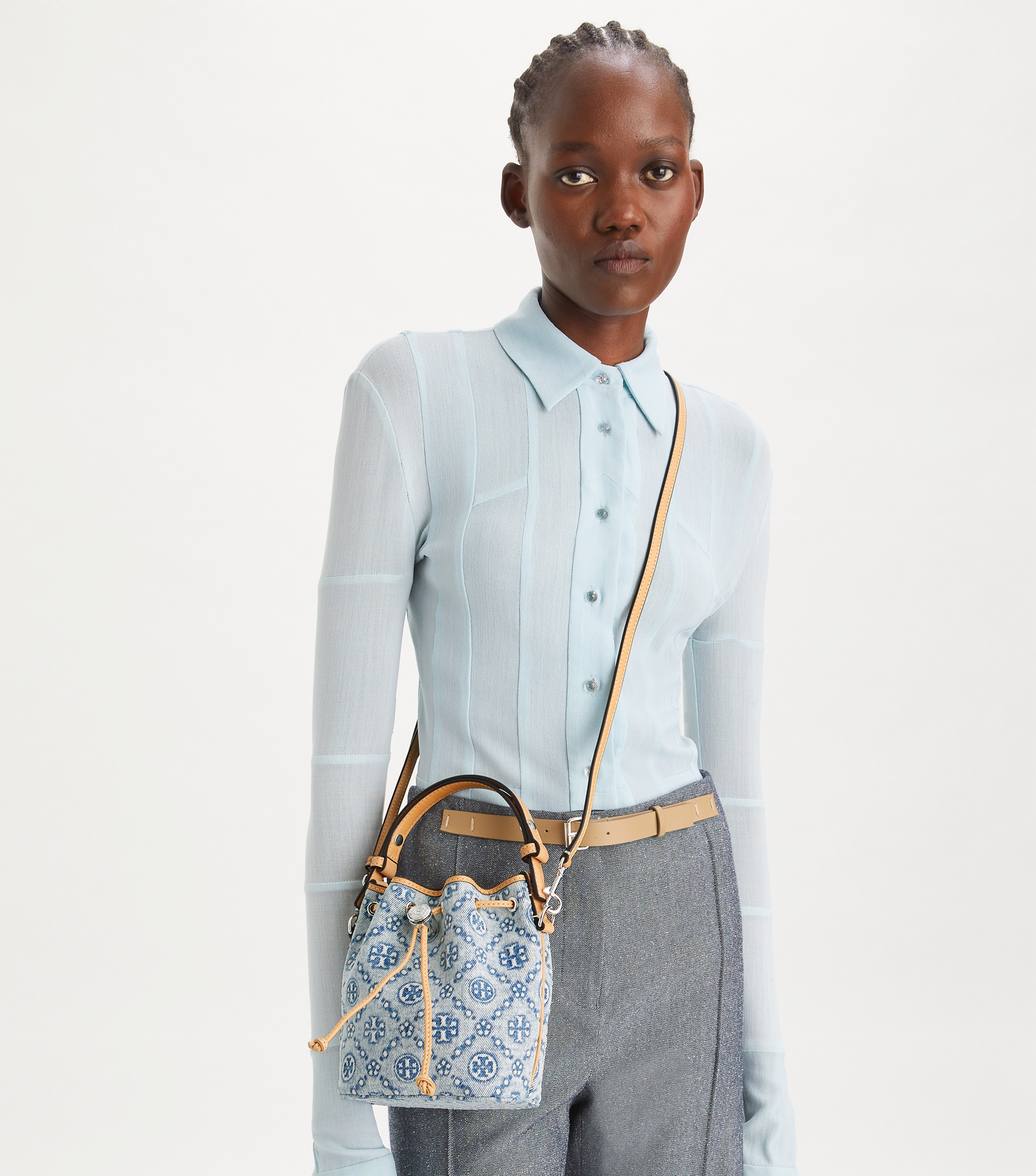 T Monogram Denim Mini Bucket Bag image number 1
