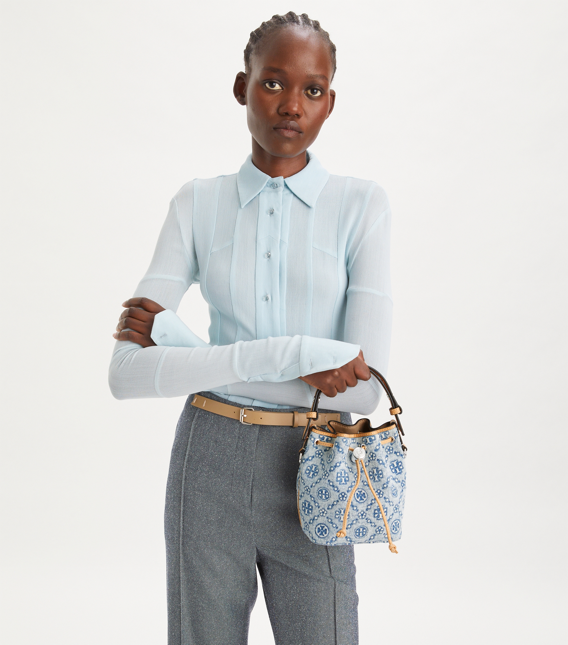 T Monogram Denim Mini Bucket Bag image number 2