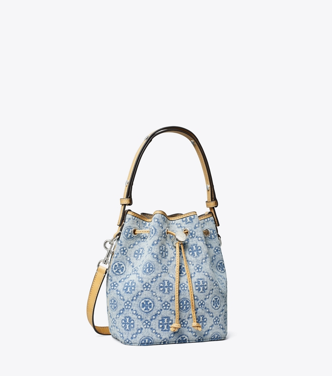 T Monogram Denim Mini Bucket Bag