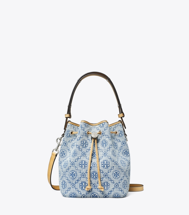 T Monogram Denim Mini Bucket Bag