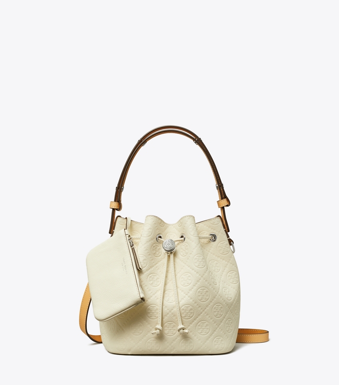T Monogram Pebble Bucket Bag