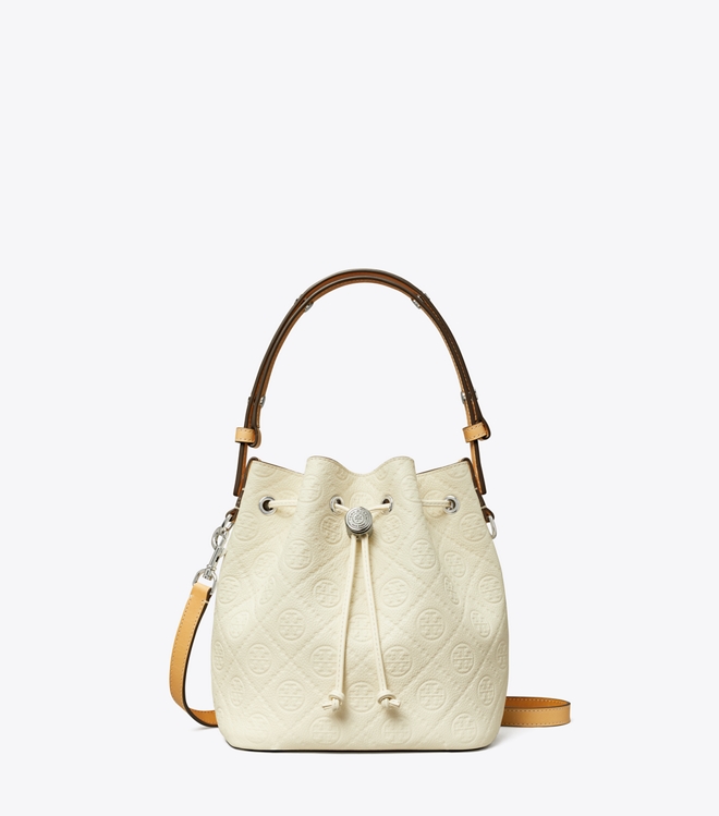 T Monogram Pebble Bucket Bag
