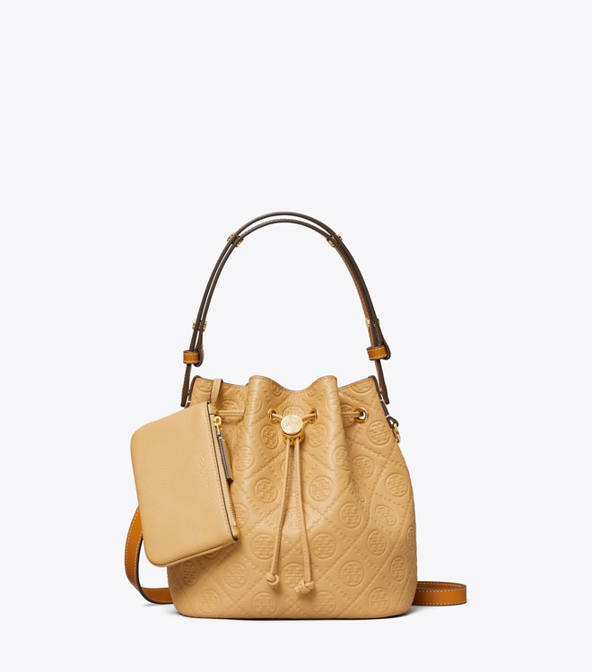 T Monogram Pebble Bucket Bag