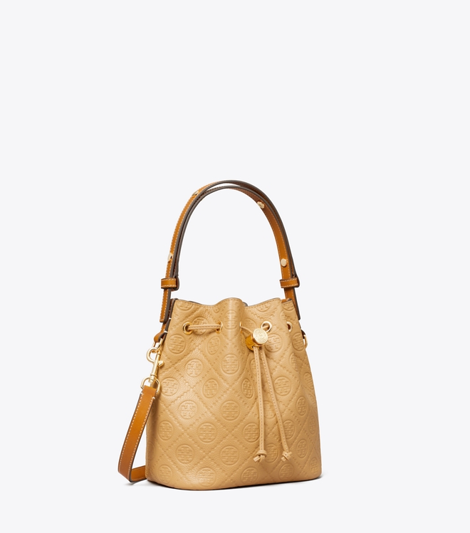 T Monogram Pebble Bucket Bag