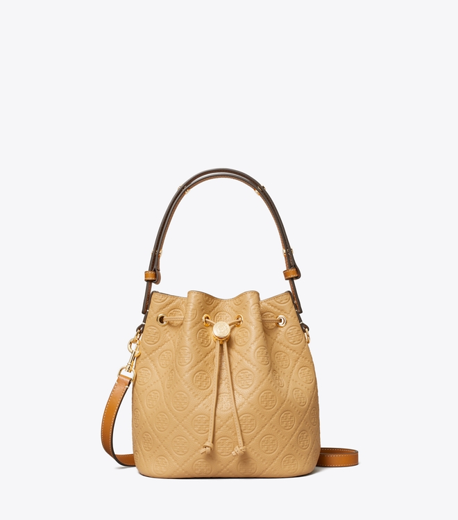 T Monogram Pebble Bucket Bag