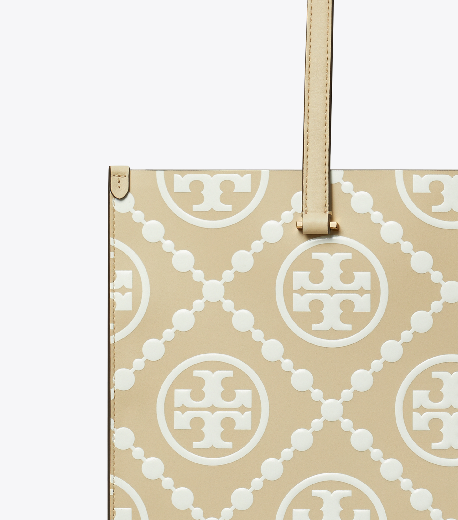 T Monogram Contrast Embossed Tote image number 3