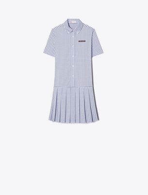  Plaid Drop-Waist Pleated Golf Dress