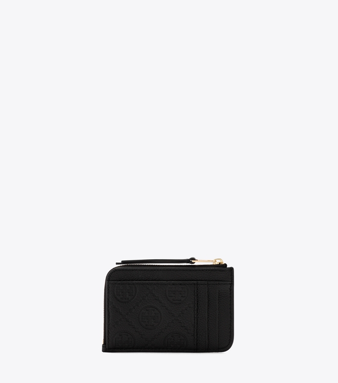T Monogram Pebble Envelope Zip Card Case